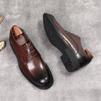 Men's Black Glossy Derby Shoes: Classic Wedding Formal Dress Shoesyes