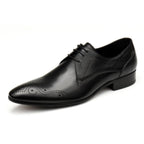 Men's Black Pointed Derby Shoes: Stylish Brogue Business Dress Shoesyes