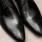 Men's Black Pointed Derby Shoes: Stylish Brogue Business Dress Shoesyes