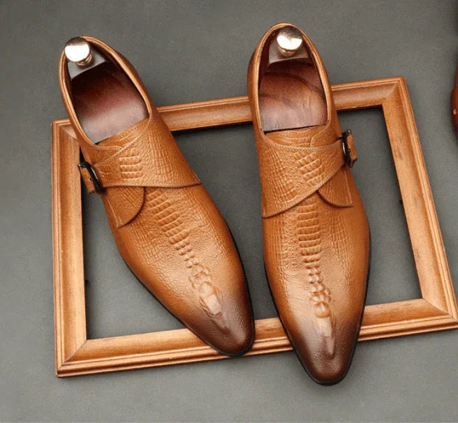 Men's Bone - Grain Monk Shoes: Fashion Stately - Banquet Dress Shoesyes