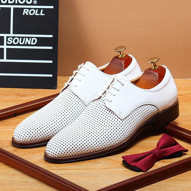 Men's Breathable Derby Dress Shoes: Summer Perforated Formal