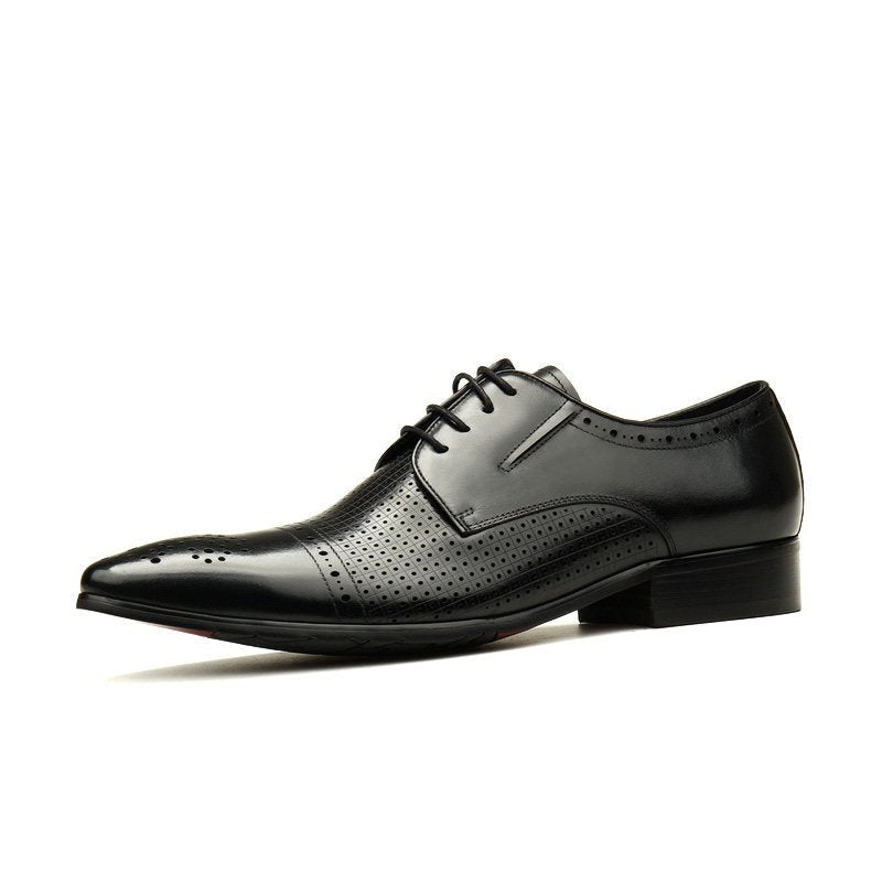 Men's Breathable Perforated Derby: Stylish Wedding Formal Dress Shoesyes