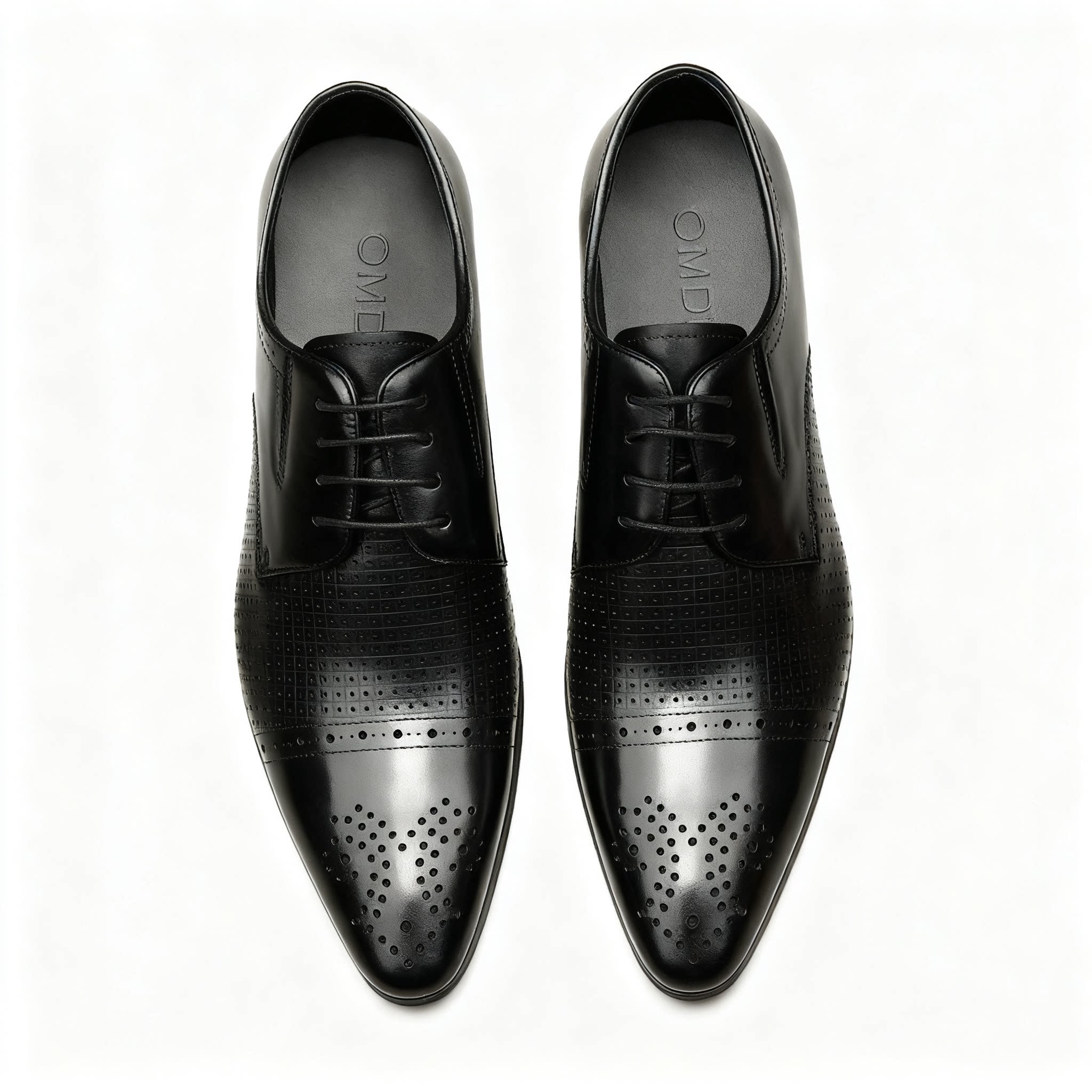 Men's Breathable Perforated Derby: Stylish Wedding Formal Dress Shoesyes