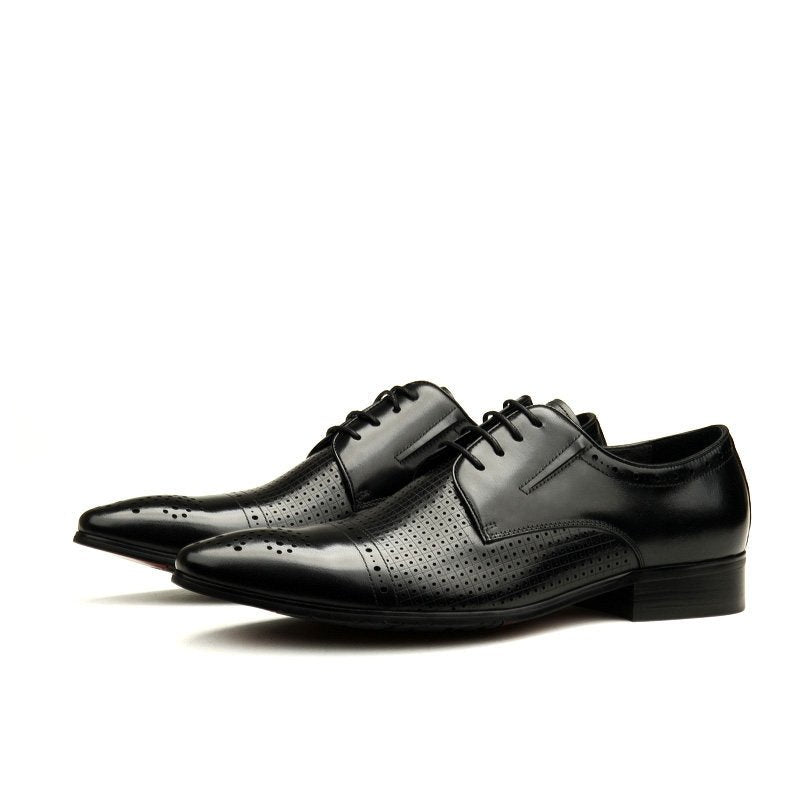 Men's Breathable Perforated Derby: Stylish Wedding Formal Dress Shoesyes