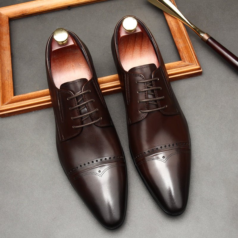 Men's Brogue Cap - Toe Derby: Stylish Wedding Formal Dress Shoesyes