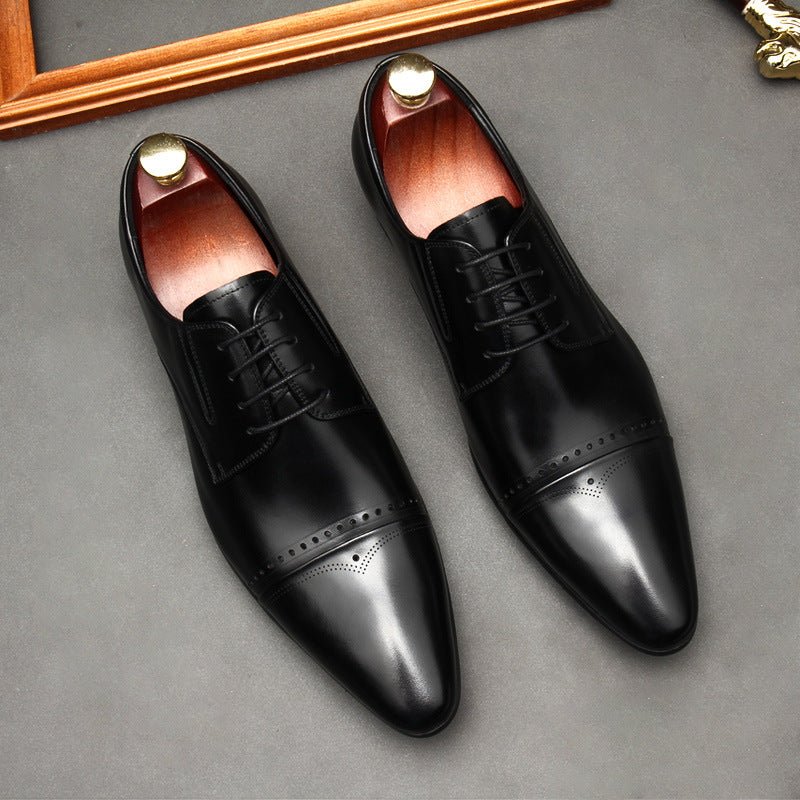 Men's Brogue Cap - Toe Derby: Stylish Wedding Formal Dress Shoesyes