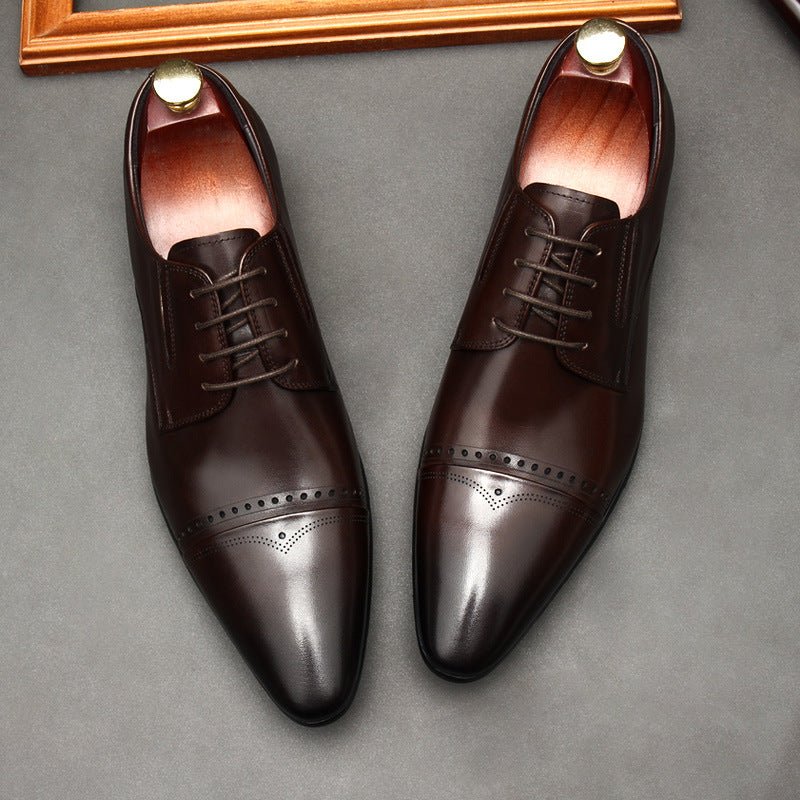 Men's Brogue Cap - Toe Derby: Stylish Wedding Formal Dress Shoesyes
