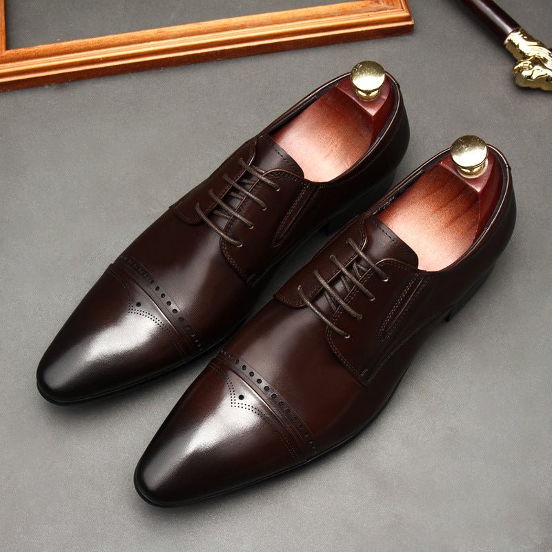 Men's Brogue Cap - Toe Derby: Stylish Wedding Formal Dress Shoesyes