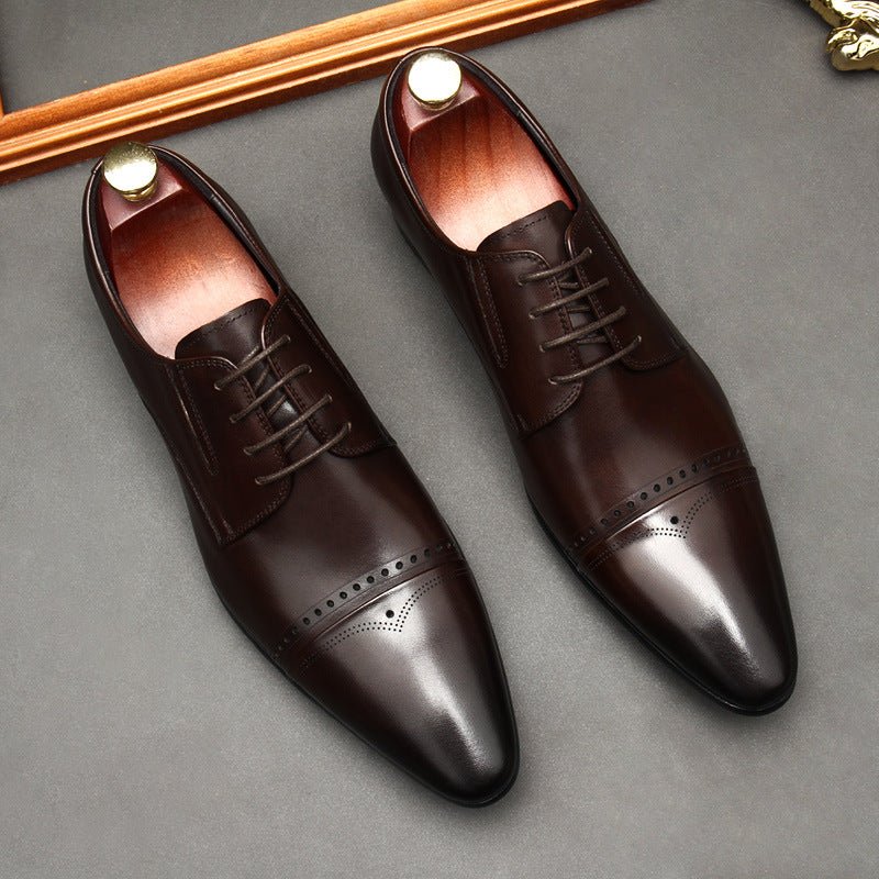 Men's Brogue Cap - Toe Derby: Stylish Wedding Formal Dress Shoesyes