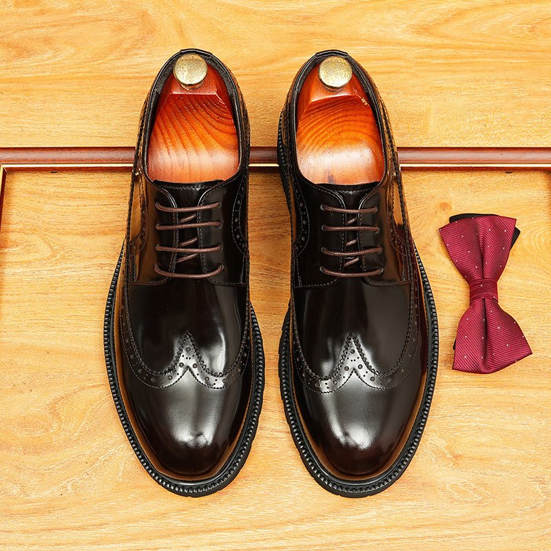 Men's Brogue Derby Dress Shoes: Fashion Chunky Sole Formal