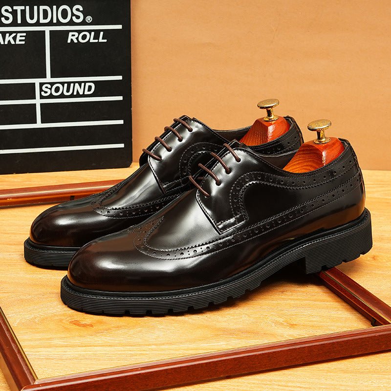 Men's Brogue Derby Dress Shoes: Fashion Chunky Sole Formal