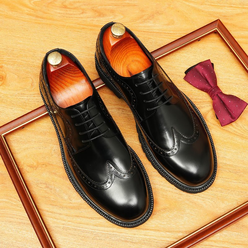 Men's Brogue Derby Dress Shoes: Fashion Chunky Sole Formal