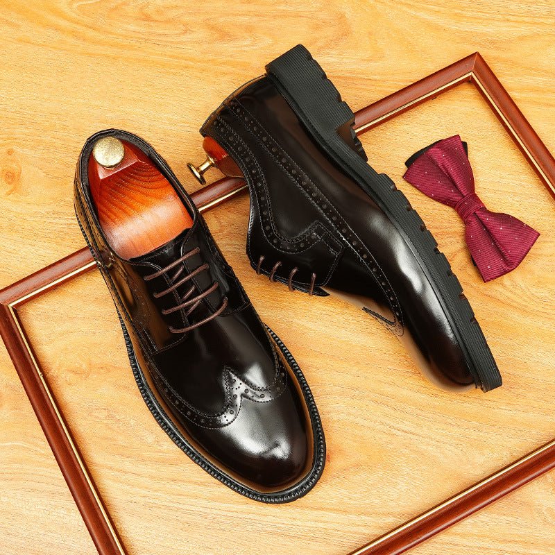 Men's Brogue Derby Dress Shoes: Fashion Chunky Sole Formal