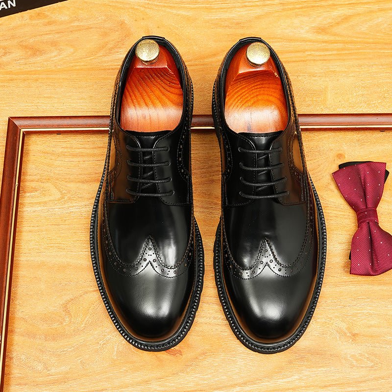 Men's Brogue Derby Dress Shoes: Fashion Chunky Sole Formal