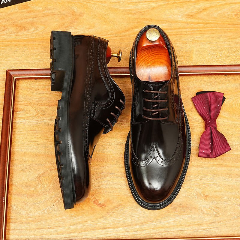 Men's Brogue Derby Dress Shoes: Fashion Chunky Sole Formal