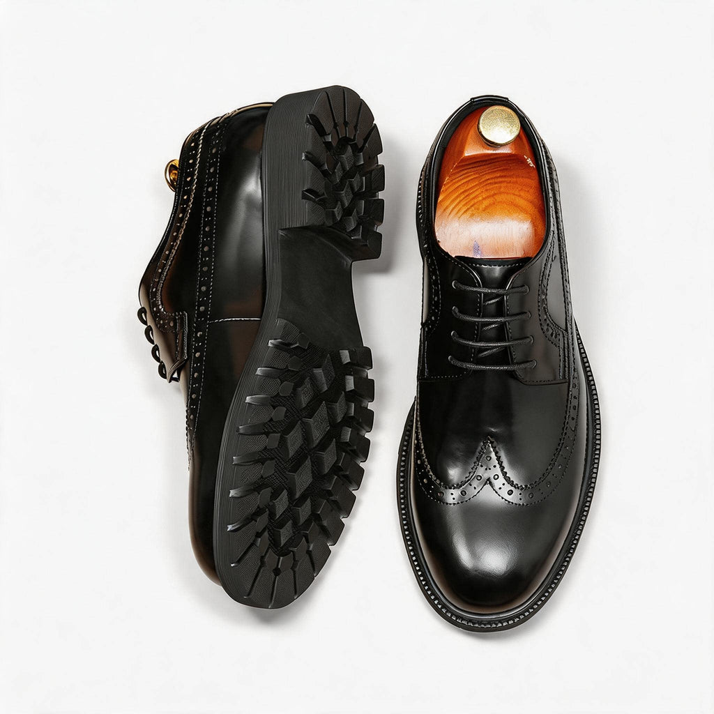 Men's Brogue Derby Dress Shoes: Fashion Chunky Sole Formal