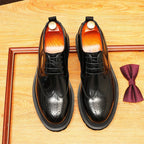 Men's Brogue Derby Dress Shoes: Fashion Chunky Wedding Derby