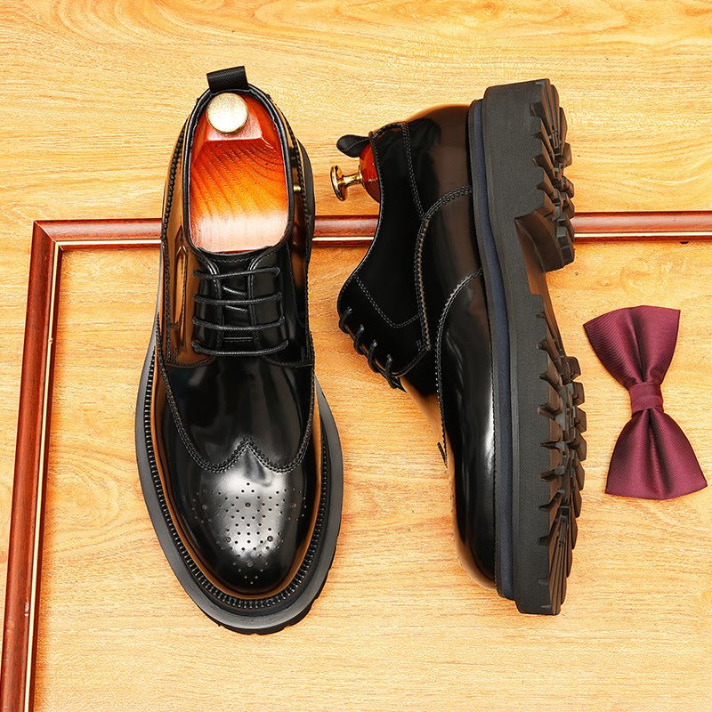 Men's Brogue Derby Dress Shoes: Fashion Chunky Wedding Derby