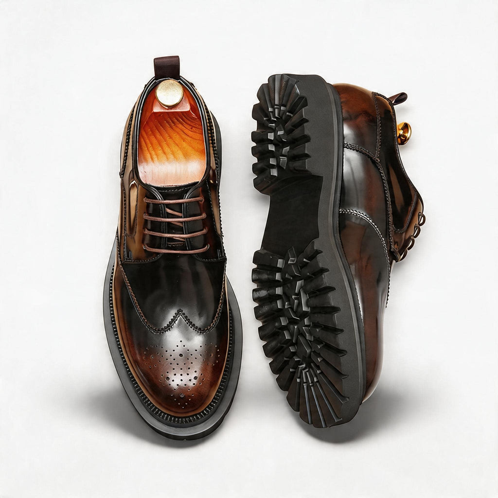 Men's Brogue Derby Dress Shoes: Fashion Chunky Wedding Derby