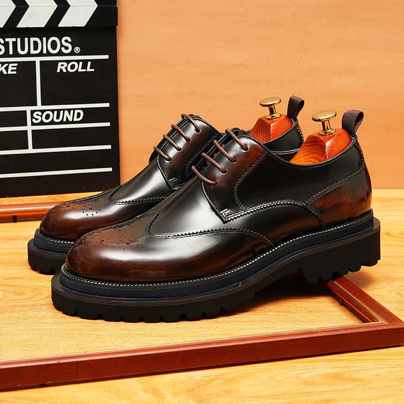 Men's Brogue Derby Dress Shoes: Fashion Chunky Wedding Derby