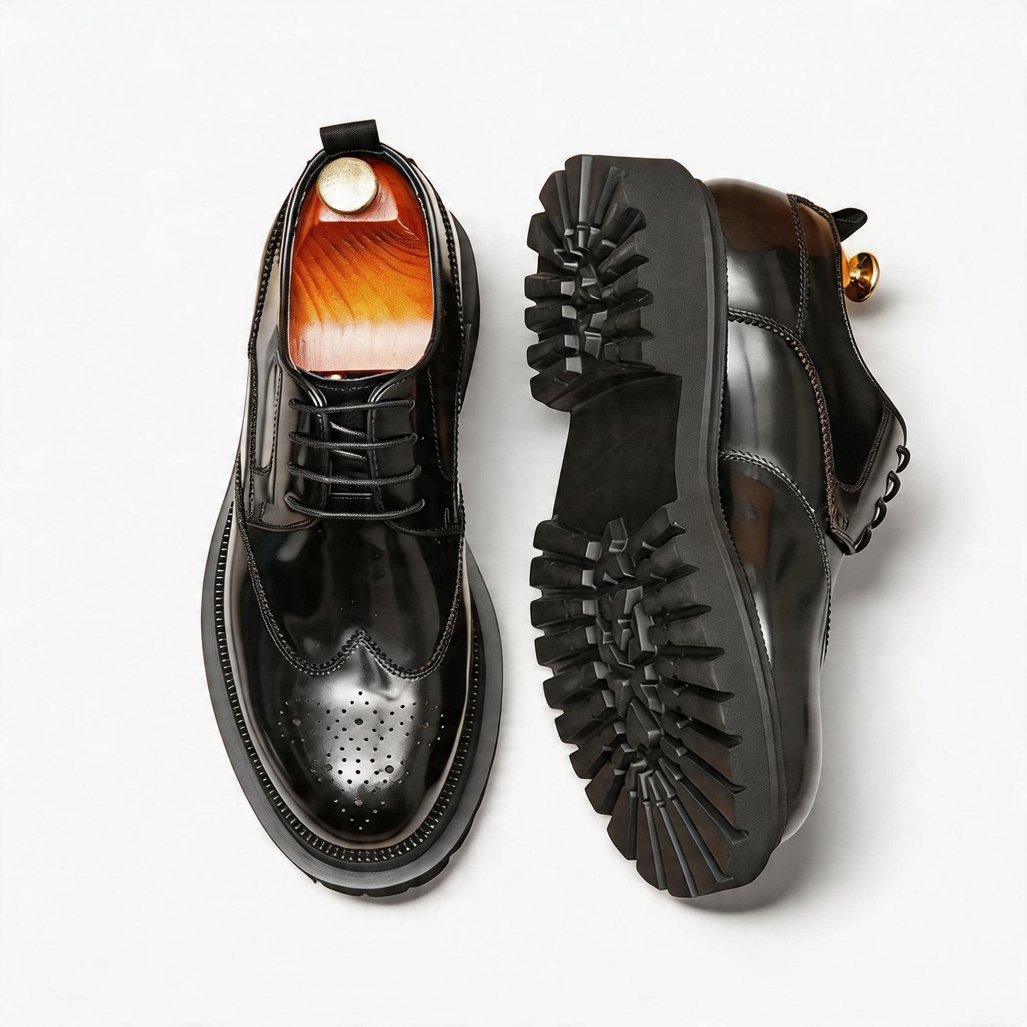 Men's Brogue Derby Dress Shoes: Fashion Chunky Wedding Derby