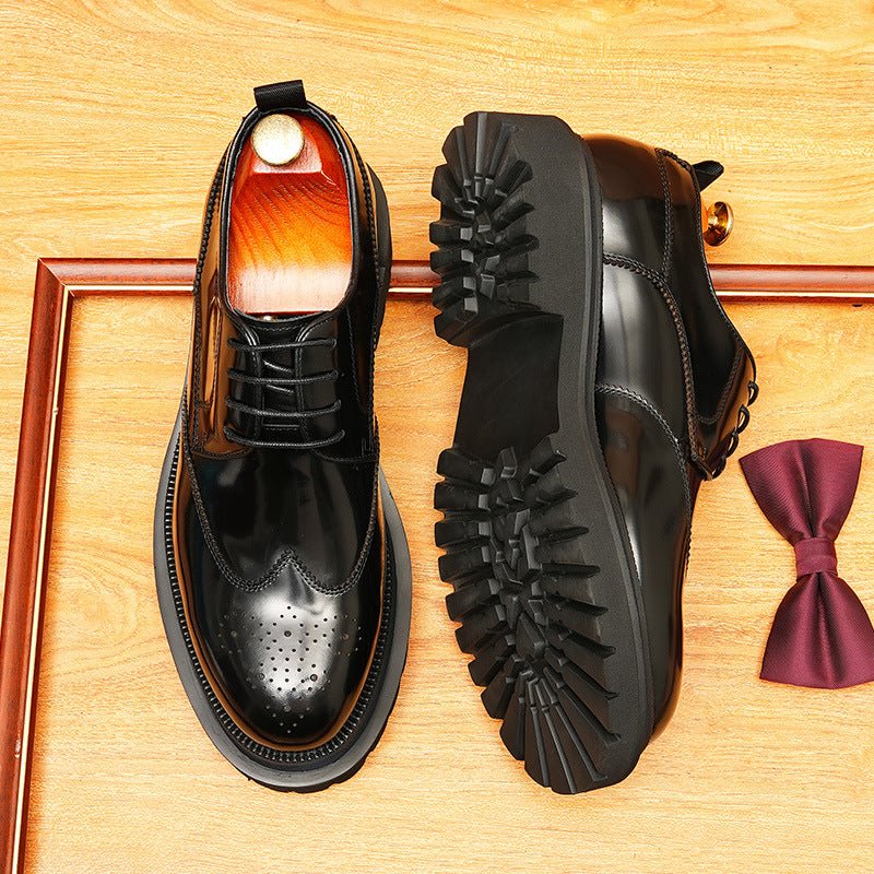 Men's Brogue Derby Dress Shoes: Fashion Chunky Wedding Derby