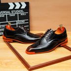 Men's Brogue Derby Dress Shoes: Fashion Contrast Sole Formal
