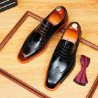 Men's Brogue Derby Dress Shoes: Fashion Contrast Sole Formal