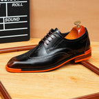 Men's Brogue Derby Dress Shoes: Fashion Contrast Sole Formal