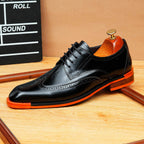 Men's Brogue Derby Dress Shoes: Fashion Contrast Sole Formal