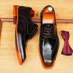 Men's Brogue Derby Dress Shoes: Fashion Contrast Sole Formal