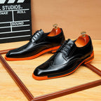 Men's Brogue Derby Dress Shoes: Fashion Contrast Sole Formal