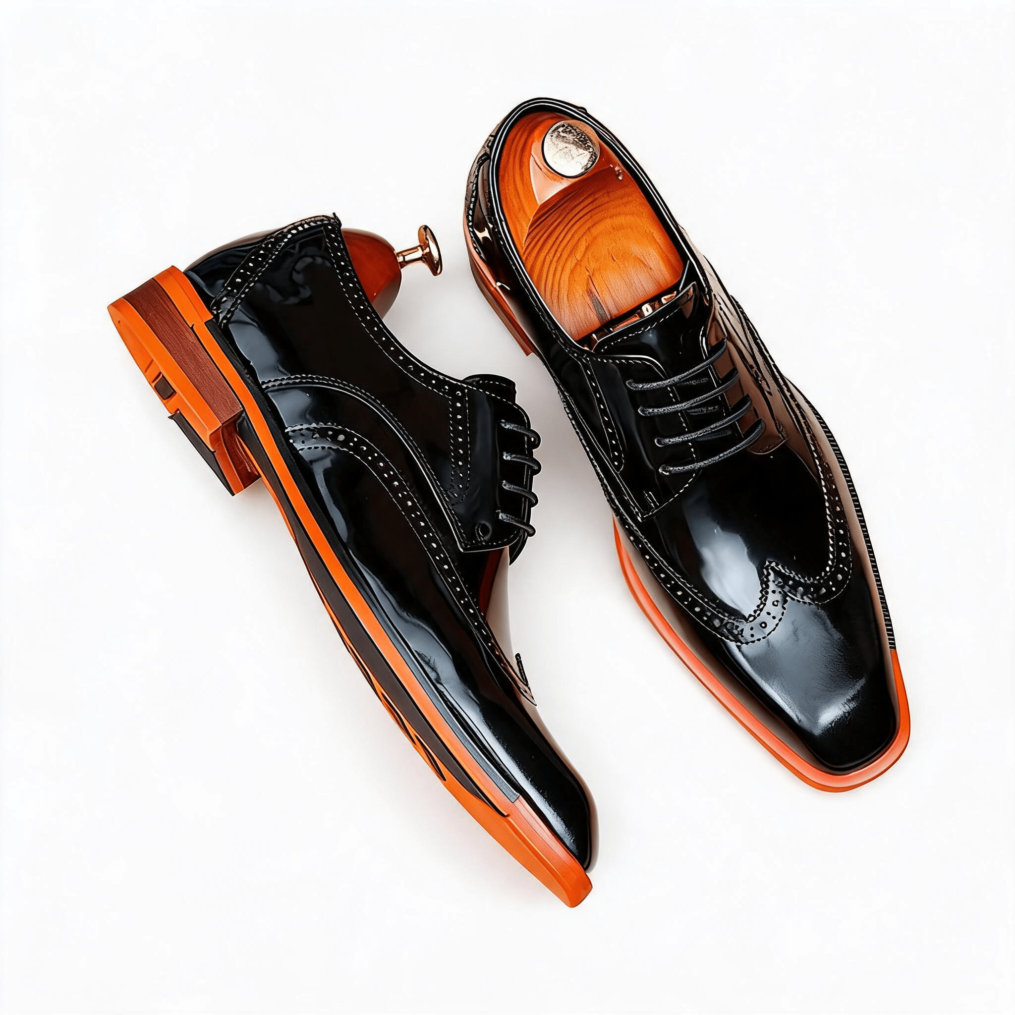 Men's Brogue Derby Dress Shoes: Fashion Contrast Sole Formal