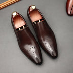 Men's Brogue Dress Shoes: Stylish Wingtip Pointed Toe Wedding Loafersyes