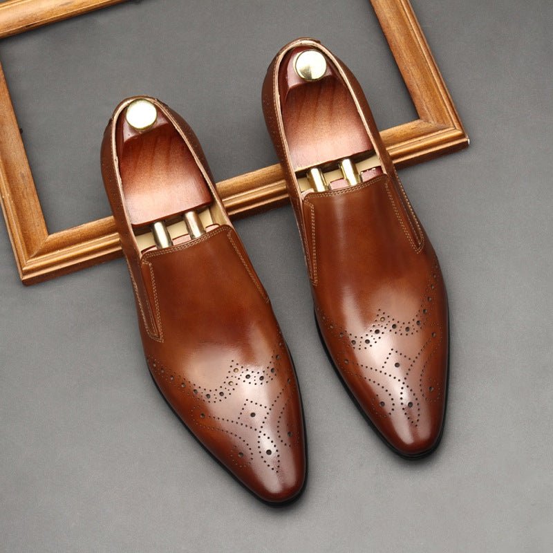 Men's Brogue Dress Shoes: Stylish Wingtip Pointed Toe Wedding Loafersyes