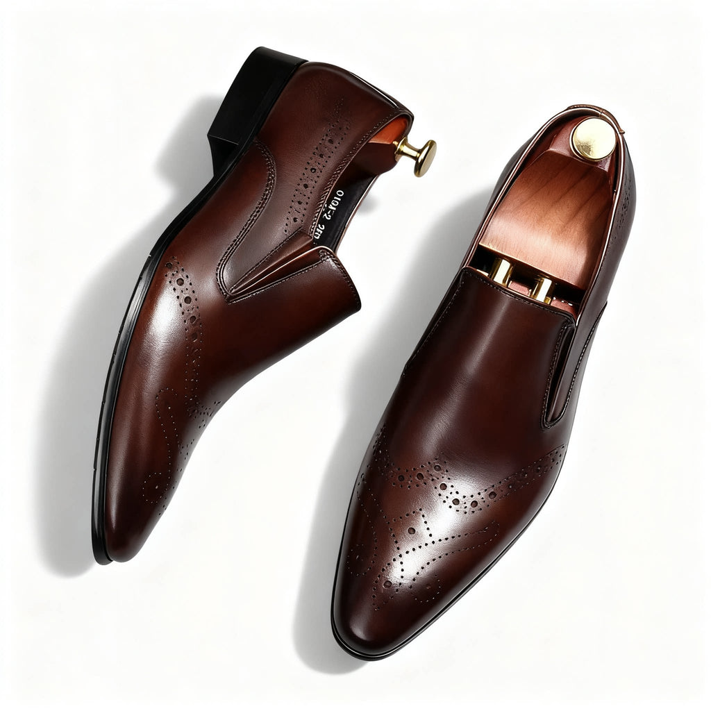Men's Brogue Dress Shoes: Stylish Wingtip Pointed Toe Wedding Loafersyes