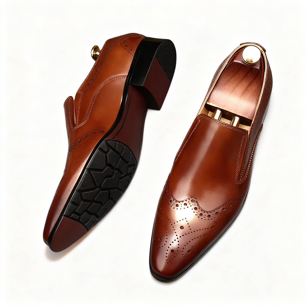 Men's Brogue Dress Shoes: Stylish Wingtip Pointed Toe Wedding Loafersyes