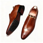 Men's Brogue Dress Shoes: Stylish Wingtip Pointed Toe Wedding Loafersyes