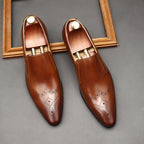 Men's Brogue Dress Shoes: Stylish Wingtip Pointed Toe Wedding Loafersyes