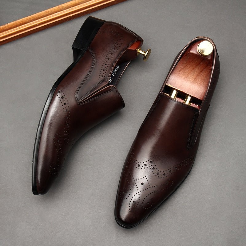 Men's Brogue Dress Shoes: Stylish Wingtip Pointed Toe Wedding Loafersyes