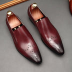 Men's Brogue Dress Shoes: Stylish Wingtip Pointed Toe Wedding Loafersyes