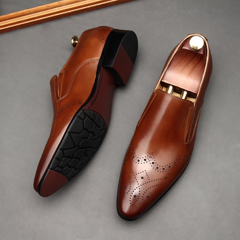 Men's Brogue Dress Shoes: Stylish Wingtip Pointed Toe Wedding Loafersyes