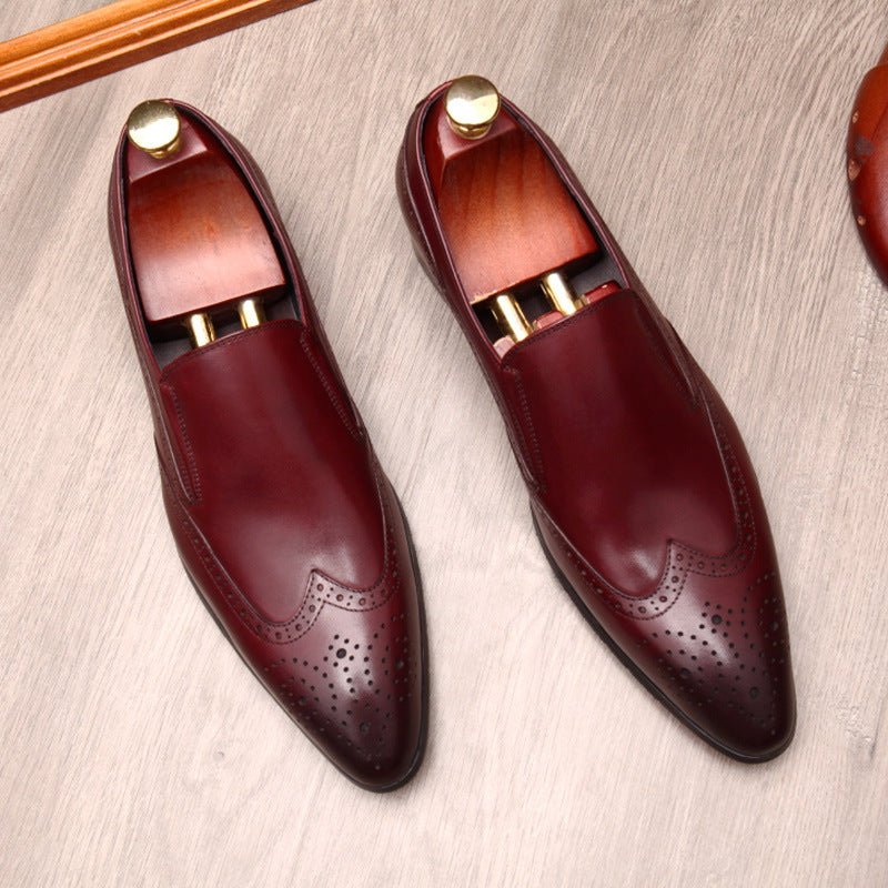 Men's Brogue Dress Shoes: Stylish Wingtip Wedding Slip - on Loafersyes