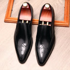Men's Brogue Dress Shoes: Stylish Wingtip Wedding Slip - on Loafersyes