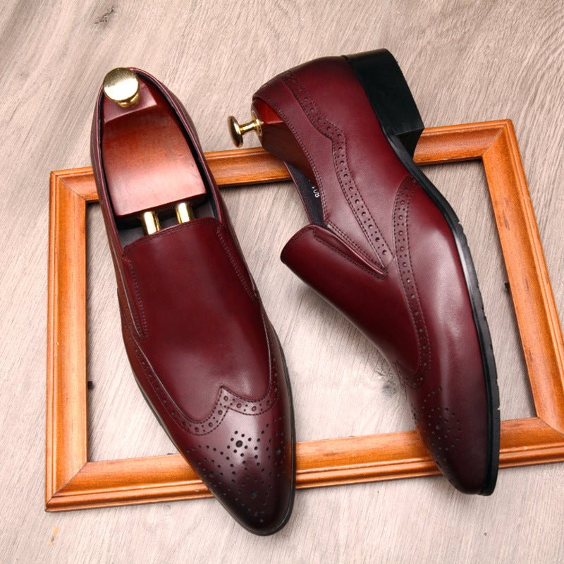 Men's Brogue Dress Shoes: Stylish Wingtip Wedding Slip - on Loafersyes