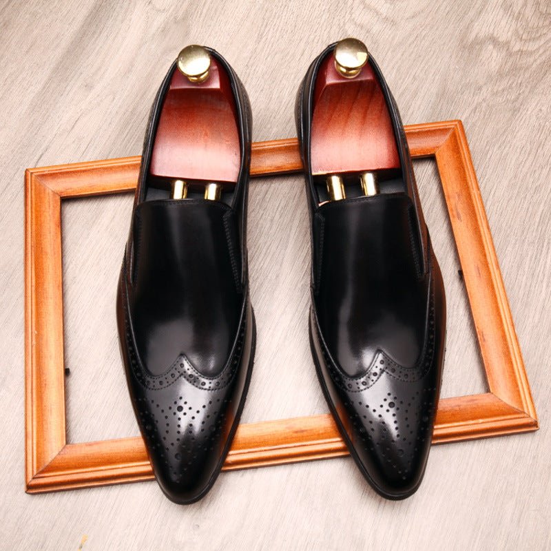 Men's Brogue Dress Shoes: Stylish Wingtip Wedding Slip - on Loafersyes