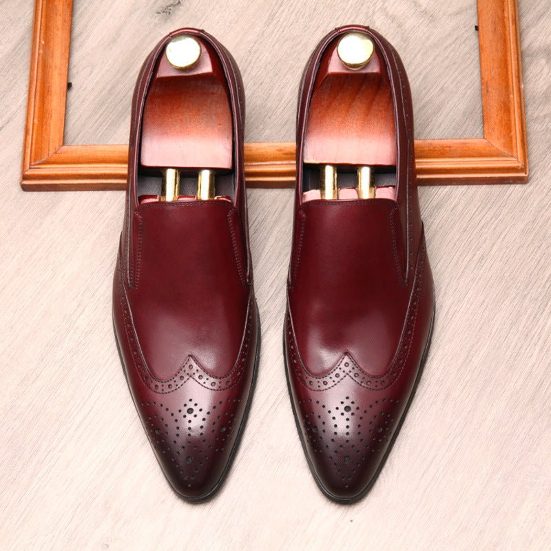 Men's Brogue Dress Shoes: Stylish Wingtip Wedding Slip - on Loafersyes