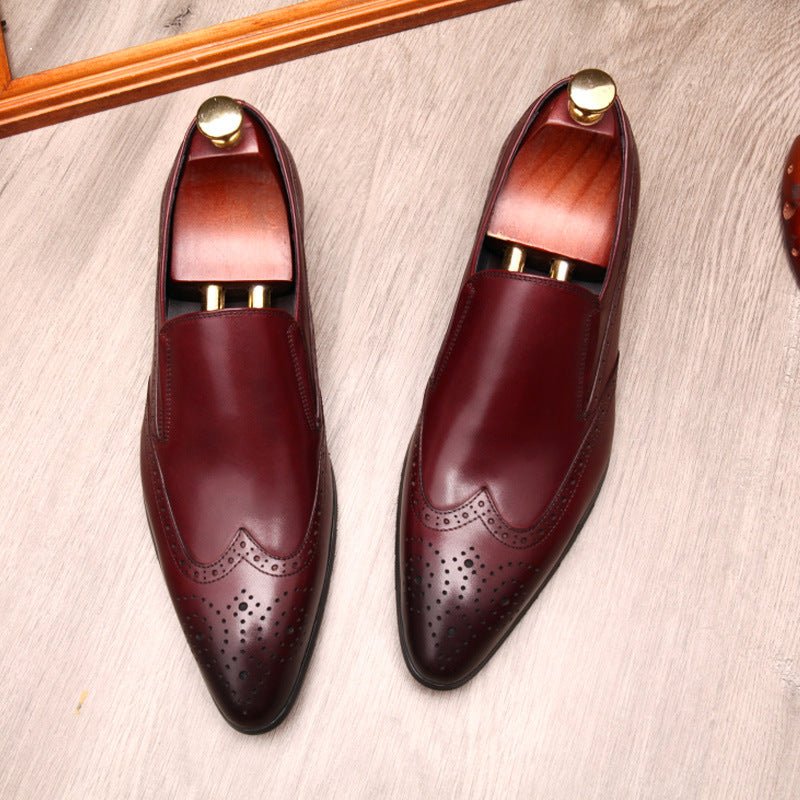 Men's Brogue Dress Shoes: Stylish Wingtip Wedding Slip - on Loafersyes