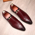 Men's Brogue Dress Shoes: Stylish Wingtip Wedding Slip - on Loafersyes