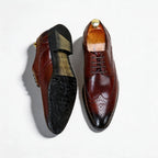 Men's Brogue Shoes: Genuine Leather Wingtip Business Dress Shoes